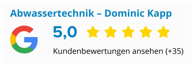 Infografik mit Google-Logo, 5-Sterne-Bewertung und über 35 Kundenrezensionen